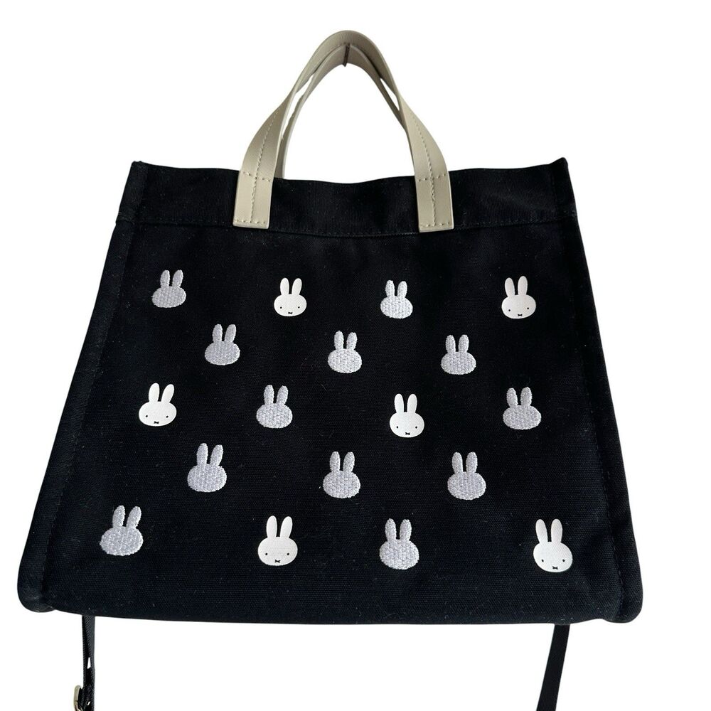 Miffy 2WAY Siffler Tote Bag Handbag Monogram Pattern Habitas 2 Way Black
